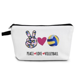 YULUENZE Volleyball Inspirational Present Volleyball Lover Presents Peace Love Volleyball Cosmetic Bag for Volleyball Player Coach Volleyball Lovers Fans