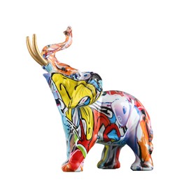 Elephant Decor Creativity Graffiti Elephant Figurines, Resin Colorful Elephant Statues Home Decor Art Elephant Statue, Suitable for Filling Space Decor in The Living Room, Bedroom, Office