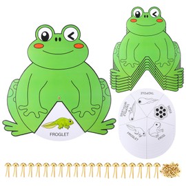 MiniInflat 48 Pcs/24 Sets Frog Life Cycle Coloring Wheel Set Tadpole to Frog Kit Learning Education Toys, Fun Craft for Preschool Science Learning Activities