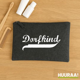 Huuraa Kulturbeutel Dorfkind Vintage Geschenk 1 Liter Charcoal Filz Dorfkind Geschenkidee