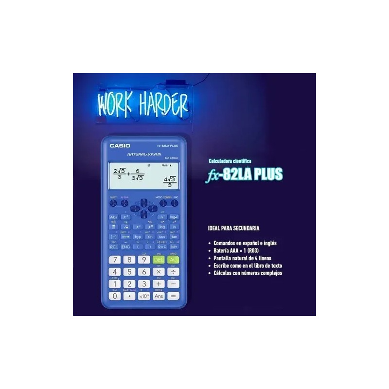 Calculadora Cientifica Casio Fx-82la Plus2 252 Funciones Color Azul