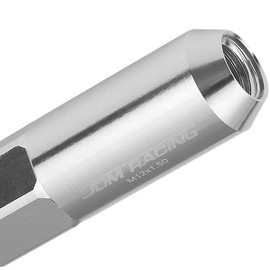DNA MOTORING LN-ZTL-9030-15-SL 20Pcs Open/Closed End Style M12 x 1.5 20mm OD/107mm Height Wheel Lug Nuts w/Deep Drive Extension, Silver