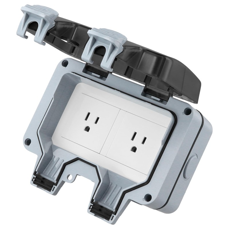 QWORK Heavy-Duty Outdoor Electrical Socket Cover - Wall Plug Socket