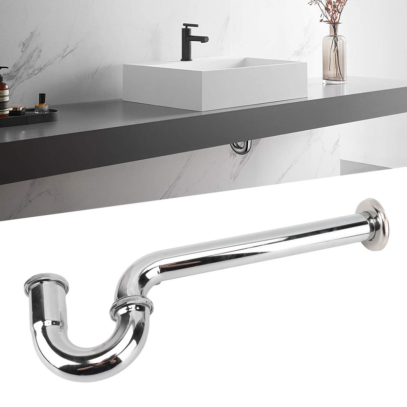 Brass Sink Drain Tubing Set Silver Slick Finish No Ageing