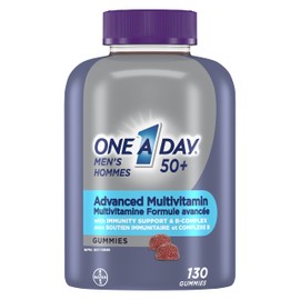 One A Day Men 50 Plus Multivitamin Gummies- Advanced Multivitamin Gummy with Brain Function & Immunity Support, Formulated with Vitamins & Minerals for Men 50+, 130 Gummies