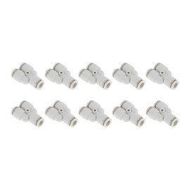 HOPESPANNER Push to Connect Air Fittings 5/16" Y Type Air Line Quick Connector Plastic 10 Pcs White Silver Tone