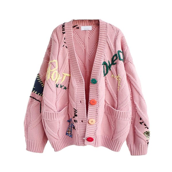 utcoco Womens Open Front Cardigan Cable Knit Long Sleeve Button