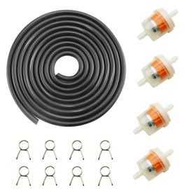 PRO BAT - Abrazaderas de manguera elásticas de 9.85 pies de longitud + 4 filtros de combustible para ATV Dirt Bike Go Kart Ciclomotor de bolsillo para la mayoría de scooters chinos y Stratton pequeños, color negro