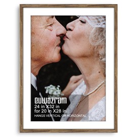 euwazram Rustic Walnut 24x32 Frame - Single Frame, 24 x 32 Poster Frame with Mat for 20x28, Picture Frames for Artwork, Puzzles, Photos and Movie Posters