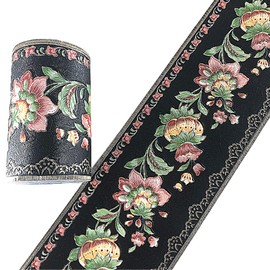 Taamall Simplemuji 5 Meters Black Lantern Flower Self-Adhesive Wallpaper Border PVC Wall Covering Borders Bathroom Kitchen Tiles Decor Sticker