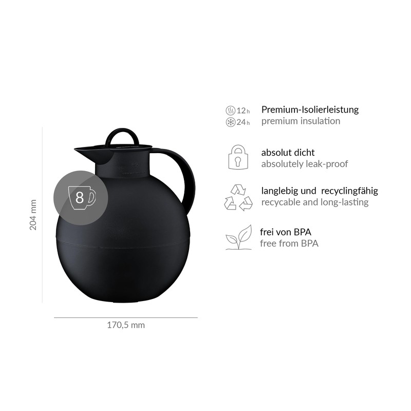 Alfi 'Kugel' (Sphere) Insulated Thermos Can 0.94 L Black Plastic