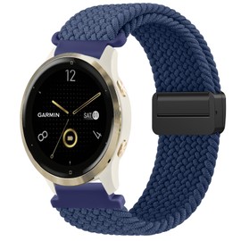 18mm Magnetic Braided Nylon Band for Garmin Venu 3S Watch Bands, Quick Release Braided Stretchy Nylon Replacement Wristband Strap for Garmin Venu 3S 41mm Smartwatch