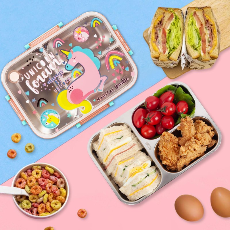 PinkSheep Bento-Lunchbox aus Edelstahl für Kinder (Unicorn-2)