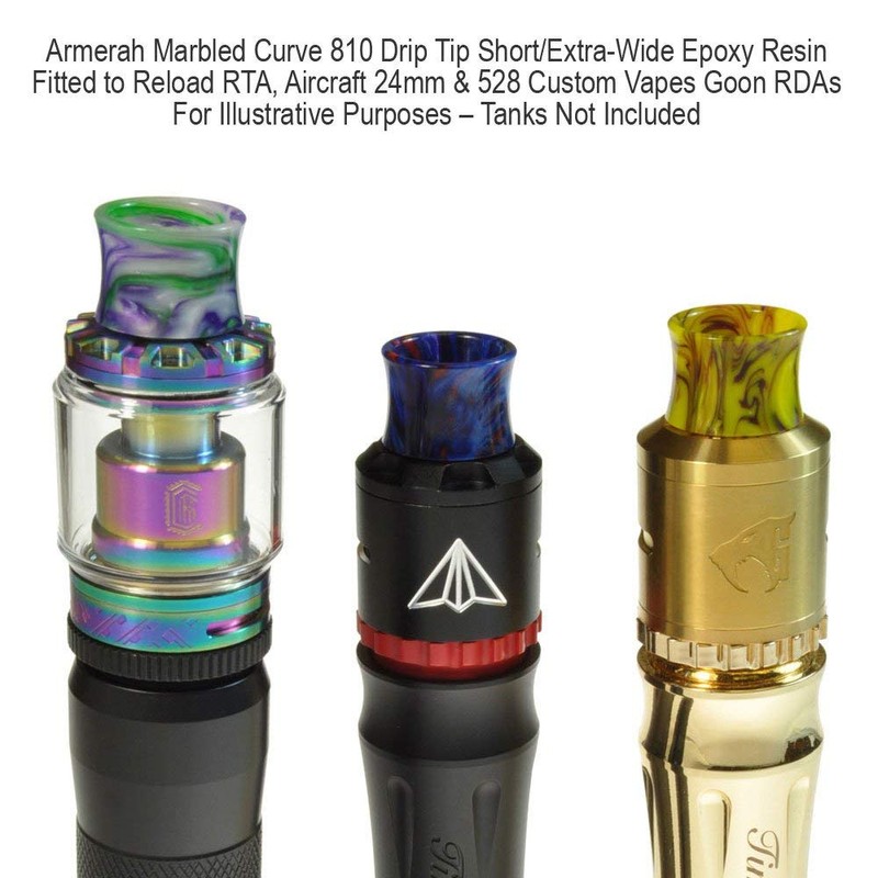Armerah Marbled Curve 810 Drip Tip eCig Mouthpiece Short/Extra-Wide Epoxy