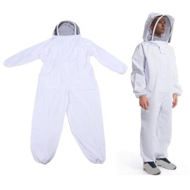 Ventilated Beekeeping Suit with Mesh Veil, Polycotton Beekeeper Suit Outfit Total Protection with Gloves for Professional and Beginner