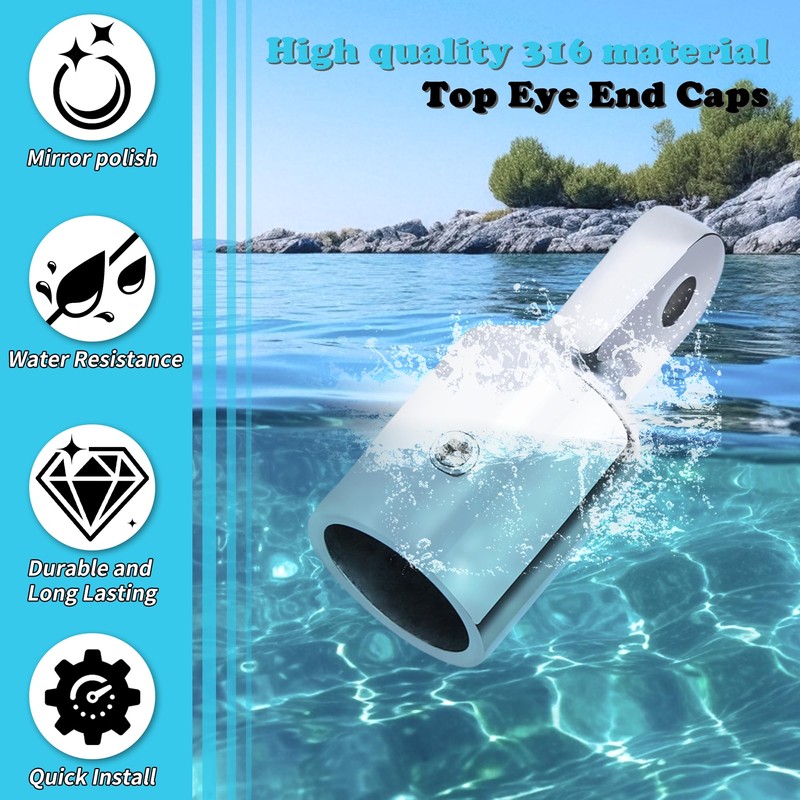 316 Stainless Steel Bimini Top Eye End Caps – Marine-Grade