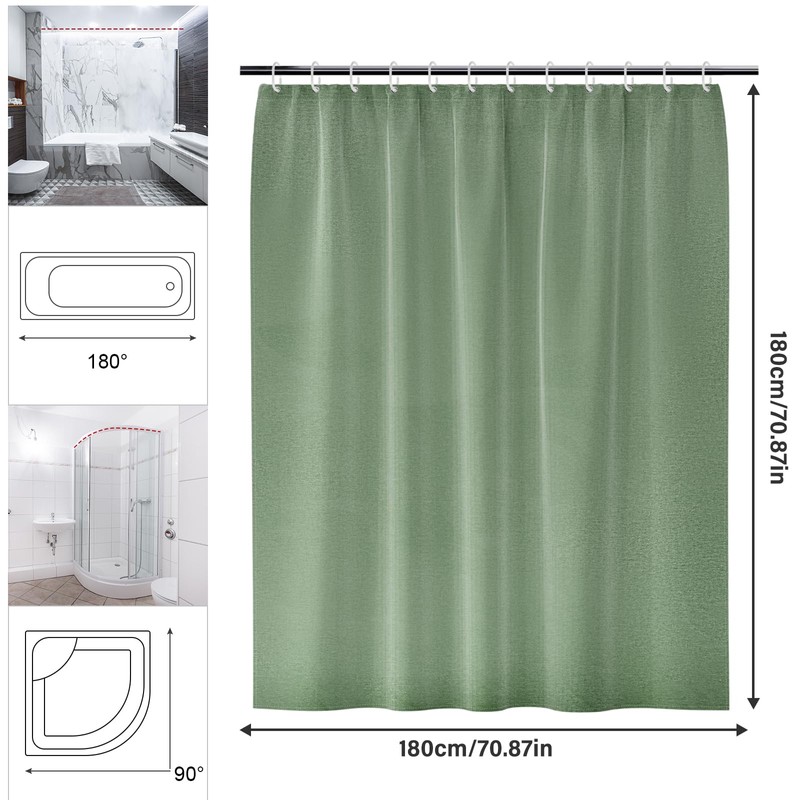 KTMOUW Cortina de Baño 180×180CM 100% Poliéster Con Membrana Impermeable,