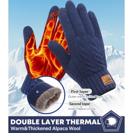 CHENMEI Winter Gloves for Men Women - Warm Touch Screen Cold Weather Gloves,Wool Knit Thermal Gloves,Adults Touchscreen Gloves for Driving Texting.
