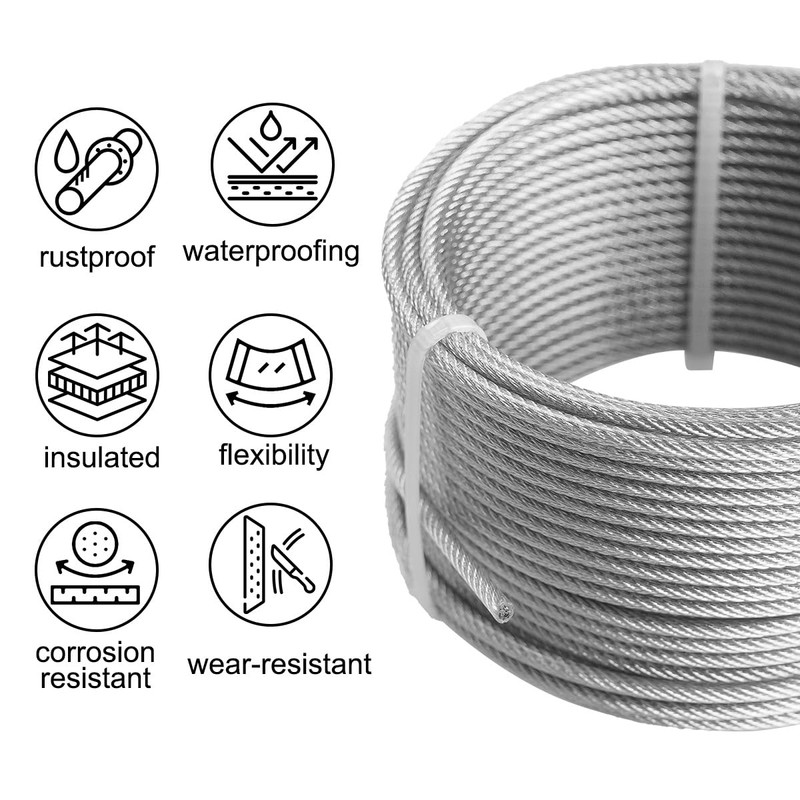 Hannger 1/8" Wire Rope Kit, 50FT PVC Coated Steel Cable