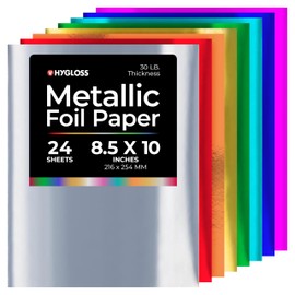 Hygloss Metallic Foil Paper - 24 Sheets 8 Assorted Metallic Foil Paper - 8.5x10 Inches - Ideal Foil Papers for Crafts - Shiny Craft Paper Sheets