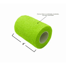 Endure Cohesive Bandage Wrap, Self Adherent Wrap 3 inch x 5 yd, Adhesive Flexible Breathable First Aid Gauze, Stretchable and Ideal for Athletic Use, (Pack of 3 Rolls) (Green)