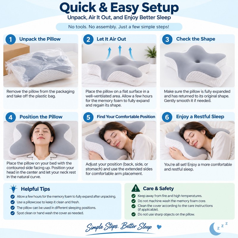 Memory Foam Sleeping Pillow for Neck Support – Slow-Rebound Rectangular