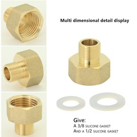 1/2 to 3/8 inch reducer faucet adapter - compressed brass pipe fittings, 3/8 "male to 1/2" female water supply pipe adapter for RV kitchen water supply pipes, compatible with 3 water pipe fittings