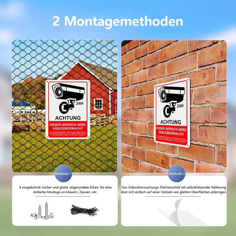 REIGY Caution Video Surveillance Sign, Aluminium, 18 x 25 cm,