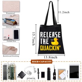 PLITI Rubber Duck Tote Bag Duck Lover Gift Release The Quacking Yellow Ducks Handbag For Duck Owner Duck Mom Gift (Release quacking TGblU)
