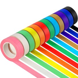 Guirnd 12PCS Colored Masking Tape, Kids Art Supplies, DIY Craft Tape, Colored Tape Rolls, Colored Painters Tape, 1.7cm x 12m (2/3In x 13Yards)