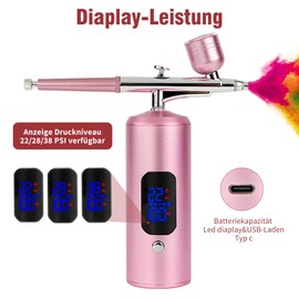 Wireless Airbrush Set: 38PSI Airbrush Gun Set, Portable Handheld Airbrush Gun for Makeup, Skin Hydration, Tattoo Modeling, Nails, Cakes