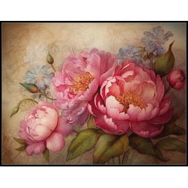 Ankicoleman Designs Vintage Pink Peonies 1 DIY Chart Counted Cross Stitch Patterns Needlework DMC - Printed