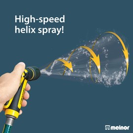 Melnor 65119-AMZ 2-Pattern Vortex Garden Hose Sprayer Nozzle, QuickConnect Product Adapter, Black, Yellow, Slip Resistant Water Hose Nozzle for Car Washing, Patio, Pet