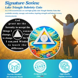 Sober Lake 5 Year Sobriety Coin, Affirmation AA Chips, Addiction Recovery Five Years Sober Medallions, Celebrating Anniversary Token, Alcoholics Anonymous Sobriety Gifts for Men Women