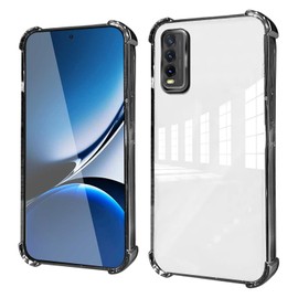 HAOYE Case for VIVO Y20 / Y20S / Y11S / Y12s - Slim TPU Cover with Reinforced Corners, Shockproof Bumper Shell, Transparent Design, Anti-Fingerprint - Black