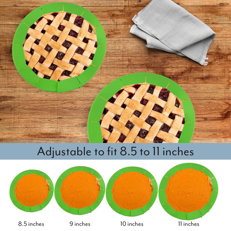 Cornucopia Brands Silicone Pie Crust Shields (2-Pack), Adjustable Pie Protectors,