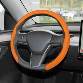 Frani Nappa Leather Steering Wheel Cover,Universal Fit 15 Inch-Premium Non-Slip Breathable Comfort Grip for Cars Trucks SUVs,Anti-Slip Durable Interior Upgrade Orange