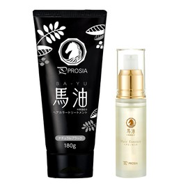 Aimedia Horse Oil Hair Color Treatment + Hair Essence, 6.3 oz (180 g) + 30 ml, Natural Black, Hair Color, Essence, Non-Rinsing Treatment, Hair Oil, Made in Japan, Prussian, Moisturizing Ingredient,