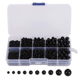 Ojos de plástico de muñeca de 1380 piezas, Ojos de seguridad para hacer animales de felpa de bricolaje Accesorios de tela de globo de ojo de frijol negro Tamaño: 3/4/5/6/8 mm