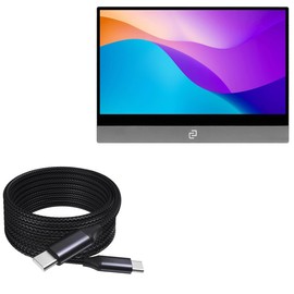 BoxWave Cable Compatible with Espresso Display 15 Touch V2 - DirectSync PD Cable (10ft) - USB-C to USB-C (100W), Long Type C Braided Nylon Alloy Fast Charge - Jet Black
