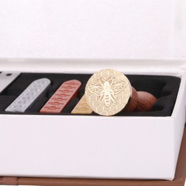 Yoption Wax Seal Stamp Kit, Bee & Honeycomb Sealing Stamp with Gold Red Silver Sealing Wax Sticks Gift Box Set for Invitations, Cards, Letters, Gift Idea