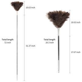 DOVORSY Ostrich Feather Duster Pole up to 72Inch,Extendable Feather Duster Used for home Cleaning Ceilings Furniture Fans