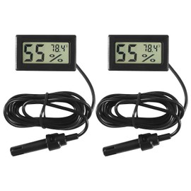 AITIAO 2Pcs TPM-10 Digital Mini Hygrometer Thermometer Gauge with Probe LCD Display Fahrenheit Indoor Temperature Humidity Meter for Incubator Reptile Plant Terrarium Humidor Guitar Case Greenhouse