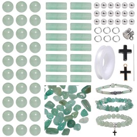 3Pcs Green Aventurine Bracelets Making kit for Women, 8mm Loose Gemstone Stone Beads for Jewerly Making with Crystal Stretch Cord, Crystal Bracelet Jewelry Gifts for Women