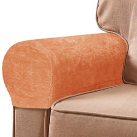 NEKOSUKI Arm Rest Covers Set, Chenille Arm Covers for Chairs and Sofas Anti-Slip Couch Armrest Covers with Pins, Furniture Armrest Protector for Sofa Couch Chair (Orange)
