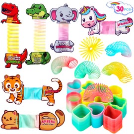 SpringFlower 30 Pack Valentines Day Cards With Rainbow Spring For Kids, Classroom School Valentines Gift Exchange, Valentines Party Favors For Kids, School Classroom Valentine's Prizes