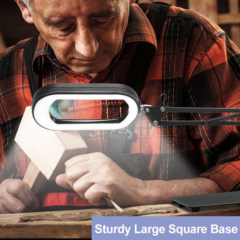 Drdefi 10X Square Magnifying Glass with Light and Stand, Real
