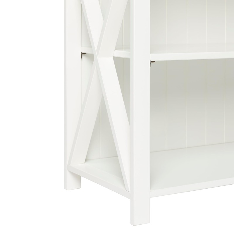 Walker Edison Solid Wood Farmhouse Storage Console, 30 Inch, White/Grey