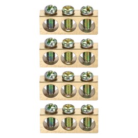 MECCANIXITY 4 Pcs Terminal Ground Bar, 3 Positions Screw Brass Terminal Ground Bar, M4 5.7x10mm Screw Block Barrier Brass for Electrical Devices