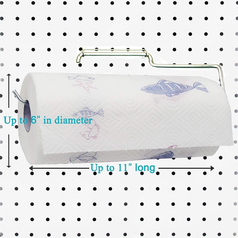1 Pack Sturdy Steel Pegboard Paper Towel Holder | Hook